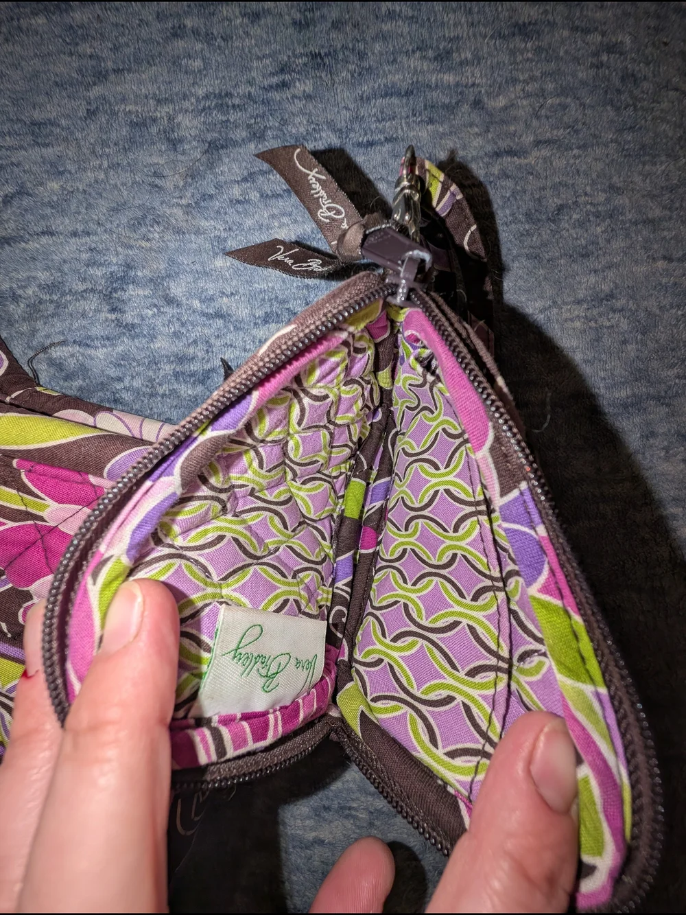 Vera Bradley Purple Punch Quilted Handbag with A Matching Coin Purse